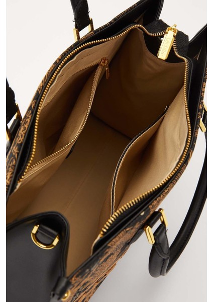 Siyah Baskı Detaylı Büyük El Çantası modelleri