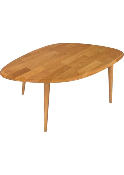 Masif %100 Doğal Ahşap Modern Oval Asimetrik Demonte Orta Sehpa