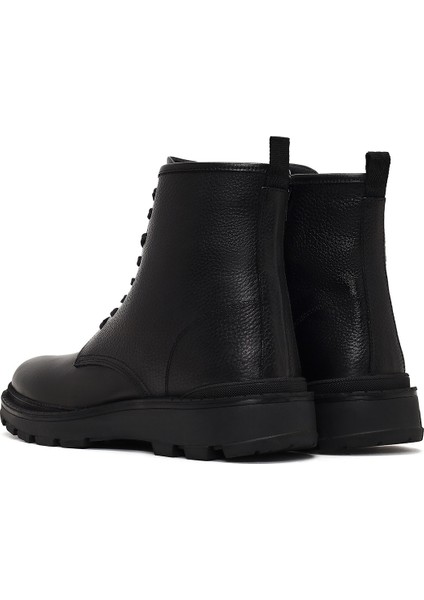 Erkek Siyah Bağcıklı Fermuarlı Deri Casual Bot 25WFD681114