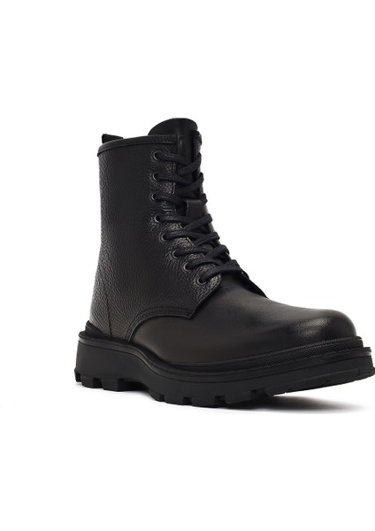 Erkek Siyah Bağcıklı Fermuarlı Deri Casual Bot 25WFD681114