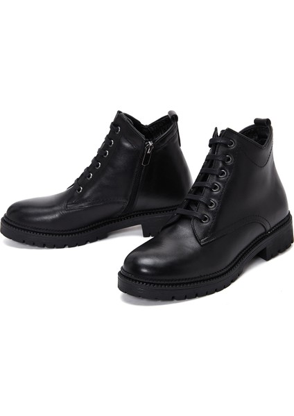 Kadın Siyah Fermuarlı Casual Deri Bot 25WFD410818 modelleri