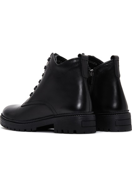 Kadın Siyah Fermuarlı Casual Deri Bot 25WFD410818