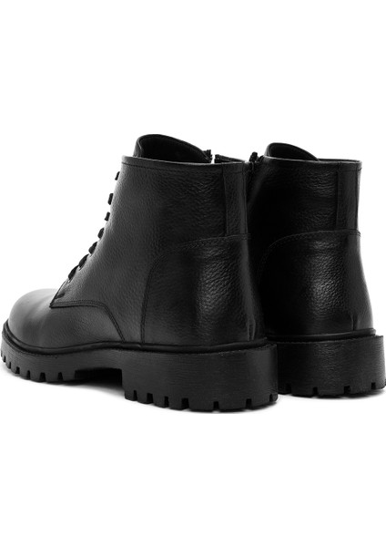 Erkek Siyah Fermuarlı Deri Casual Bot 25WFD680018