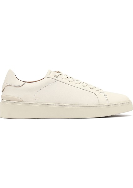 Erkek Beyaz Bağcıklı Deri Sneaker 25WFD707018
