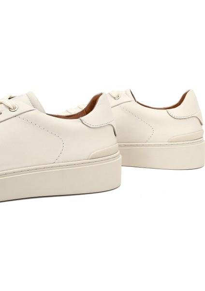 Erkek Beyaz Bağcıklı Deri Sneaker 25WFD707018