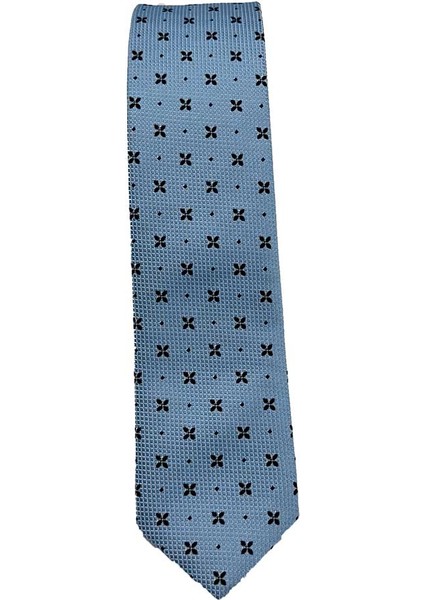 Mavi Siyah Desenli Slim Kravat