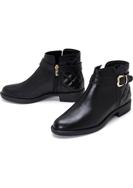Kadın Siyah Fermuarlı Tokalı Bot 25WFE250218 modelleri