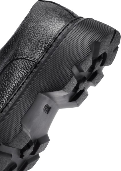 Erkek Siyah Bağcıklı Kalın Tabanlı Deri Casual Ayakkabı 25WFD6855FT