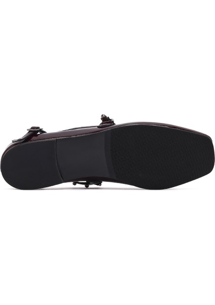 Kadın Bordo Tokalı Rugan Deri Babet 25AFD184616 fırsatları