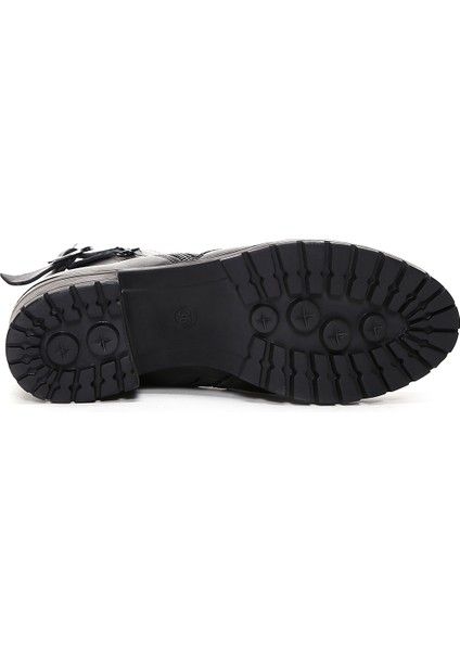 Kadın Siyah Fermuarlı Deri Casual Bot 25WFD411318 indirimleri