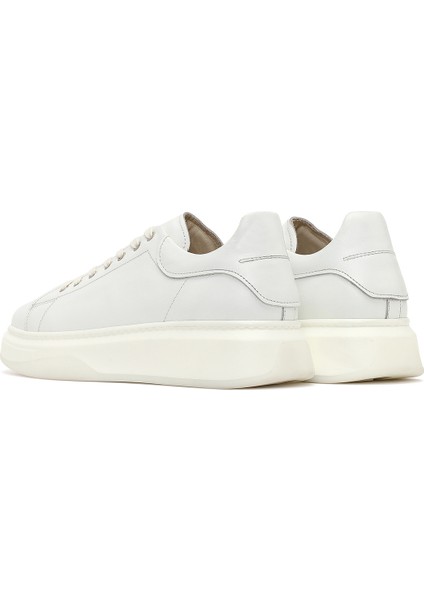 Erkek Beyaz Bağcıklı Kalın Tabanlı Deri Sneaker 25WFD632318 indirimleri