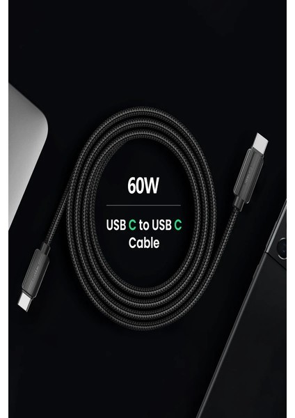 EC-188CL 1m 30W Hasırlı Type-C To Lightning Pd Hızlı Şarj Kablosu - Siyah