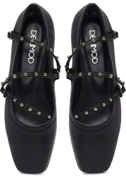 Kadın Siyah Tokalı Deri Babet 25AFD184618