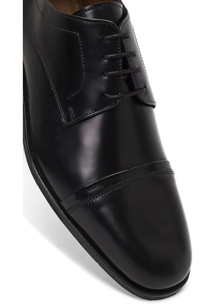 Erkek Siyah Bağcıklı Deri Klasik Ayakkabı 25WFD603122