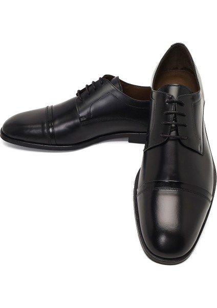 Erkek Siyah Bağcıklı Deri Klasik Ayakkabı 25WFD603122
