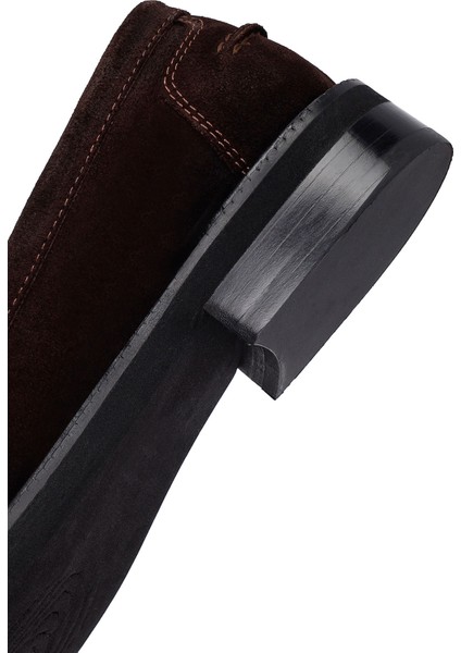 Kadın Kahverengi Tokalı Süet Deri Loafer 25AFD260210