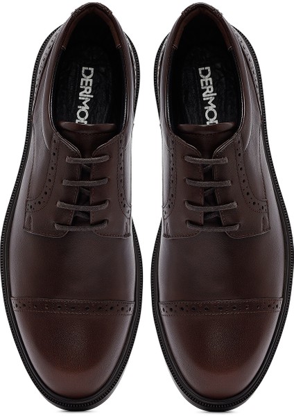 Erkek Kahverengi Bağcıklı Deri Casual Ayakkabı 25WFD710418