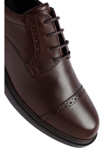 Erkek Kahverengi Bağcıklı Deri Casual Ayakkabı 25WFD710418