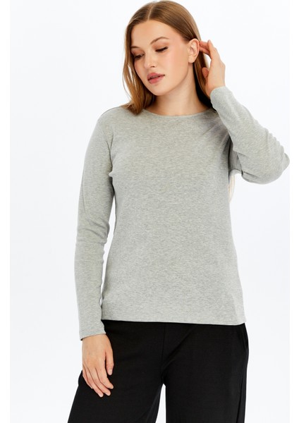 Kadın Uzun Kollu Bisiklet Yaka Tişört