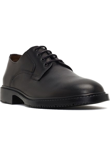 Erkek Siyah Bağcıklı Deri Casual Ayakkabı 25WFD601518