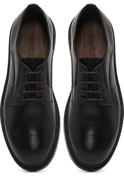 Erkek Siyah Bağcıklı Deri Casual Ayakkabı 25WFD601518