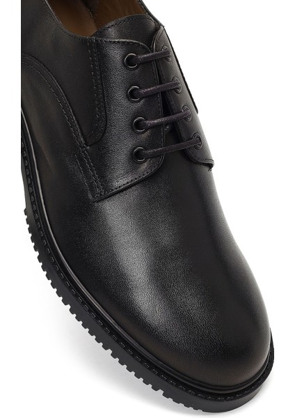 Erkek Siyah Bağcıklı Deri Casual Ayakkabı 25WFD601518