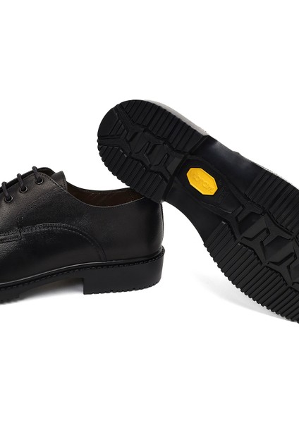 Erkek Siyah Bağcıklı Deri Casual Ayakkabı 25WFD601518