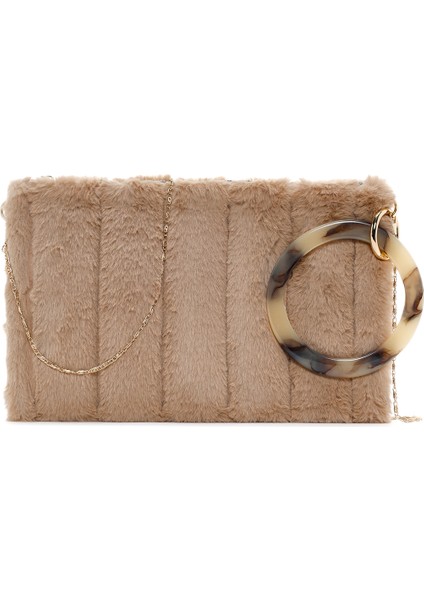 Kadın Bej Zincir Askılı Peluş Portföy Çanta 25WBD2208PH
