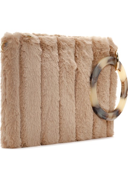 Kadın Bej Zincir Askılı Peluş Portföy Çanta 25WBD2208PH indirimleri