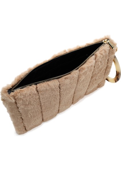 Kadın Bej Zincir Askılı Peluş Portföy Çanta 25WBD2208PH