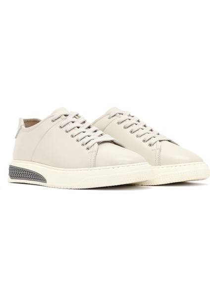 Erkek Beyaz Bağcıklı Kalın Tabanlı Deri Sneaker 25WFD631118 modelleri