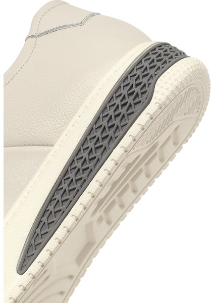 Erkek Beyaz Bağcıklı Kalın Tabanlı Deri Sneaker 25WFD631118