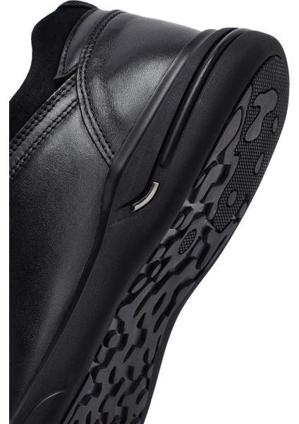 Erkek Siyah Bağcıklı Deri Casual Sneaker 25WFD680318