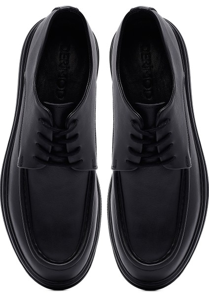 Erkek Siyah Bağcıklı Deri Casual Ayakkabı 25WFD661318