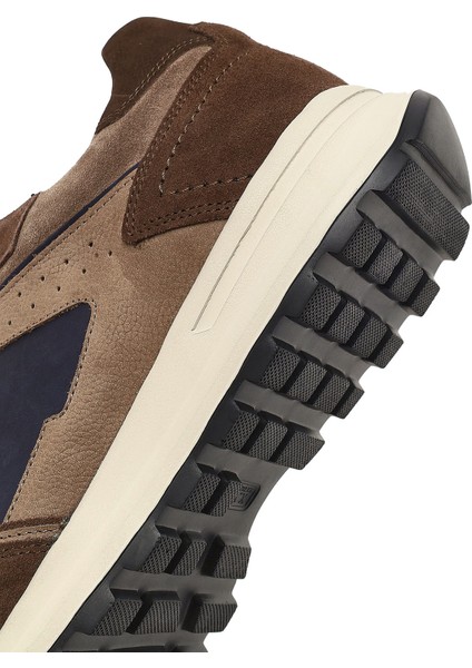 Erkek Kahverengi Bağcıklı Deri Sneaker 25WFD707314