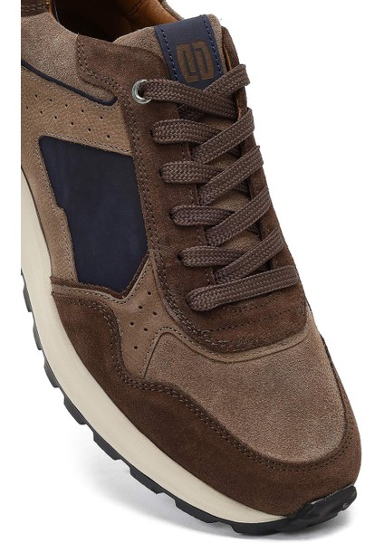 Erkek Kahverengi Bağcıklı Deri Sneaker 25WFD707314