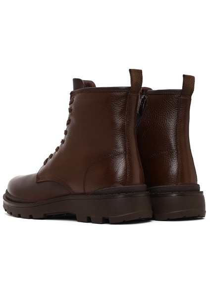 Erkek Kahverengi Bağcıklı Fermuarlı Deri Casual Bot 25WFD681114