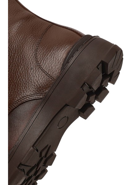 Erkek Kahverengi Bağcıklı Fermuarlı Deri Casual Bot 25WFD681114