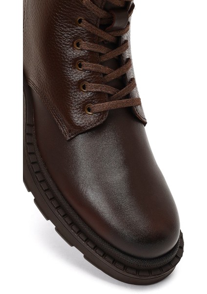 Erkek Kahverengi Bağcıklı Fermuarlı Deri Casual Bot 25WFD681114