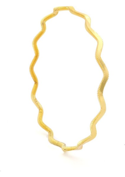 Çelik Altın Kaplama Zigzag Ajda İmitasyon Bilezik – Suya ve Kimyasallara Dayanıklı, Günlük Takı Kullanımına Uygun