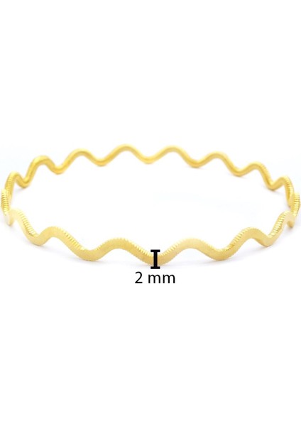 Çelik Altın Kaplama Zigzag Ajda İmitasyon Bilezik – Suya ve Kimyasallara Dayanıklı, Günlük Takı Kullanımına Uygun