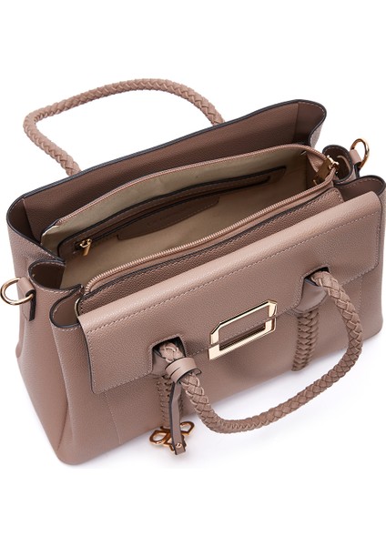 Kadın Vizon Uzun Askılı Örgü Detaylı Kol Çantası 25WBD2832FT