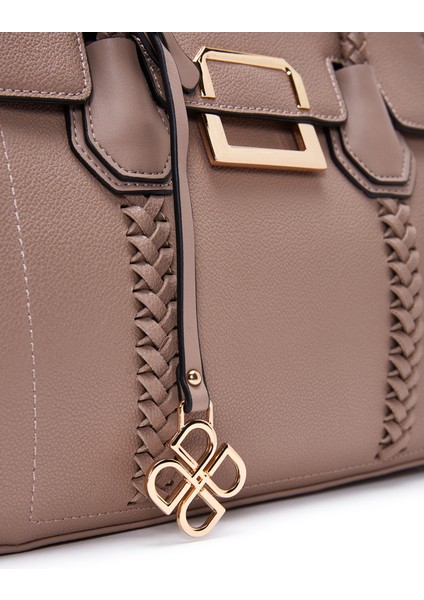 Kadın Vizon Uzun Askılı Örgü Detaylı Kol Çantası 25WBD2832FT