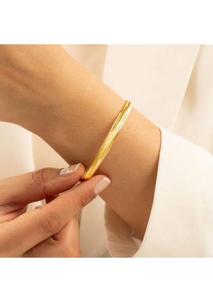 8 Ayar Sarı Altın Taşsız Bilezik – Nişan ve Evlilik Koleksiyonu, Özel Tasarım Zarif Model fırsatları