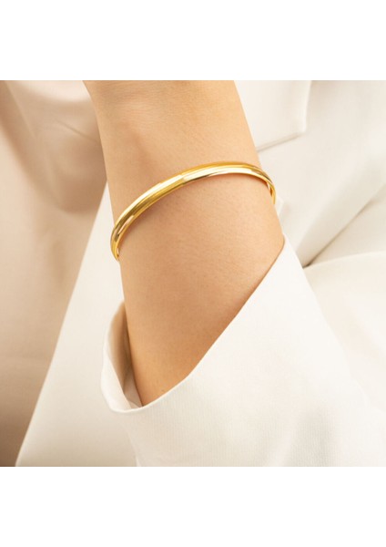 8 Ayar Sarı Altın Taşsız Bilezik – Nişan ve Evlilik Koleksiyonu, Özel Tasarım Zarif Model