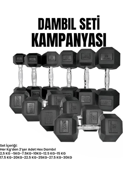 Hex Dambıl Set (2,5KG-30KG)