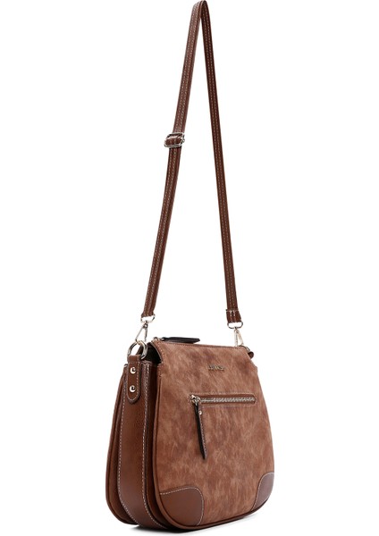 Kadın Taba Uzun Askılı Nubuk Omuz Çantası 25ABD2105V3