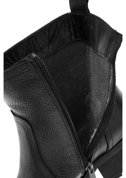 Kadın Siyah Fermuarlı Deri Bot 25WFD1514FT