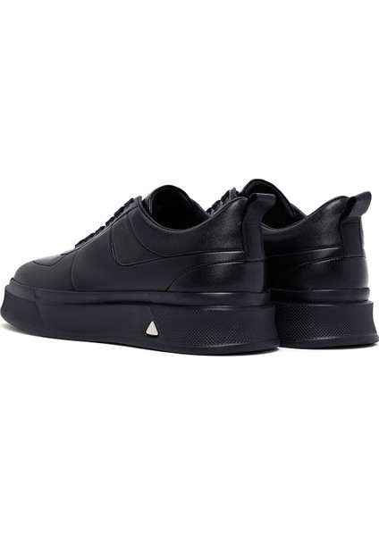 Erkek Siyah Bağcıklı Kalın Tabanlı Deri Sneaker 25WFD612318 indirimleri
