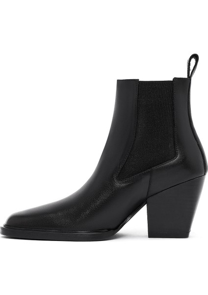 Kadın Siyah Kalın Topuklu Deri Chelsea Bot 25WFD141318 fırsatları